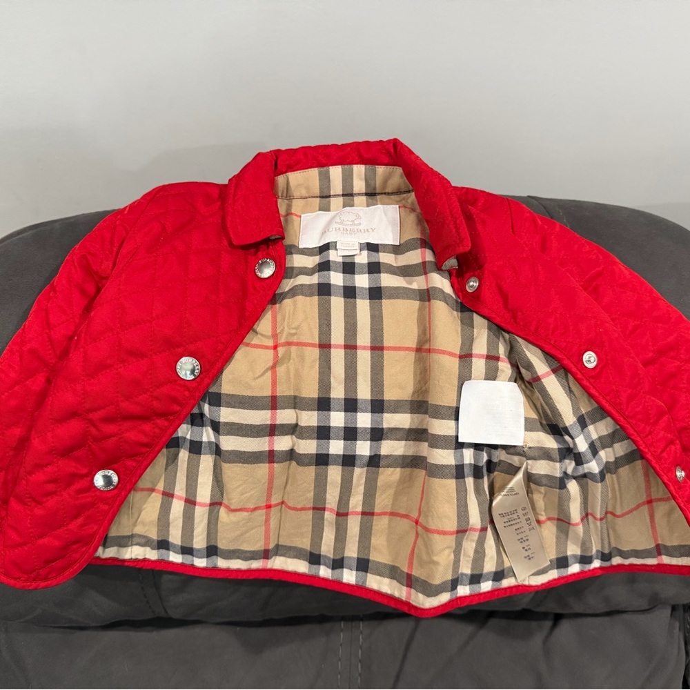 Burberry Red Quilted Toddler Jacket - Size 12 Months